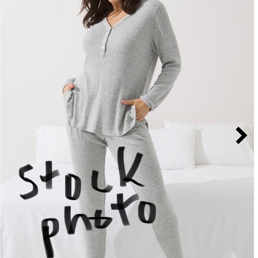 Soma gray brushed cozy ribbed pj set large NEW